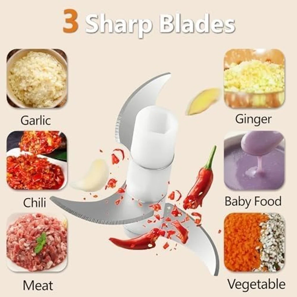 USB Rechargeable Electric Mini Food Chopper Garlic Grinder Vegetable