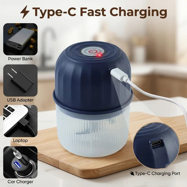 USB Rechargeable Electric Mini Food Chopper Garlic Grinder Vegetable
