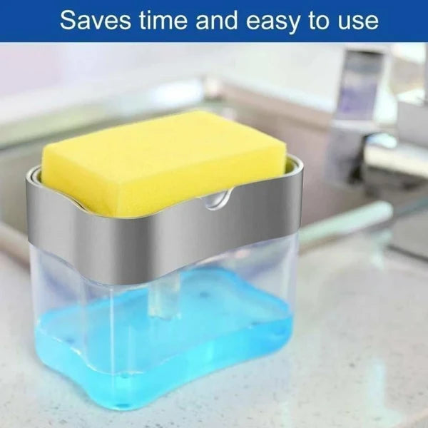 Kitchen Soap Dispenser with Sponge Holder – Organised Dishwashing