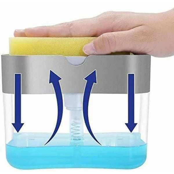 Kitchen Soap Dispenser with Sponge Holder – Organised Dishwashing