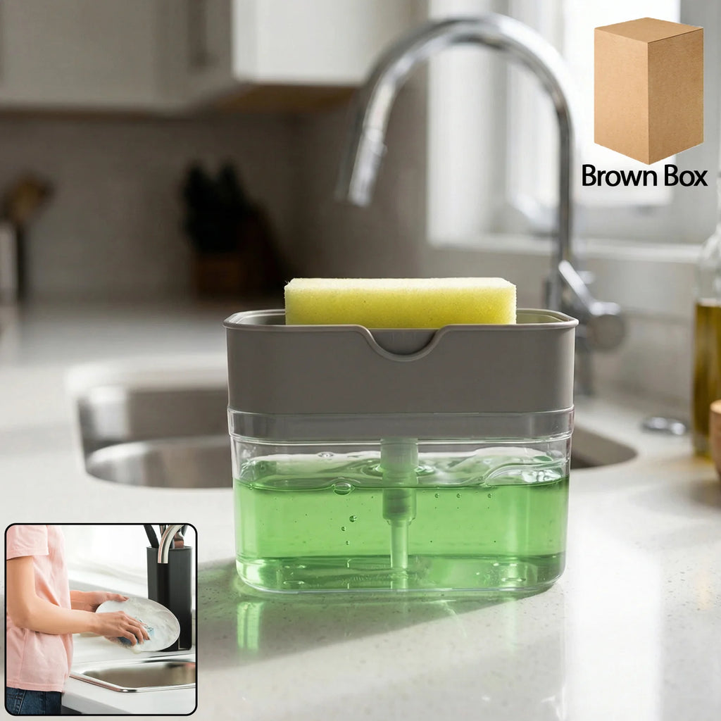 Kitchen Soap Dispenser with Sponge Holder – Organised Dishwashing